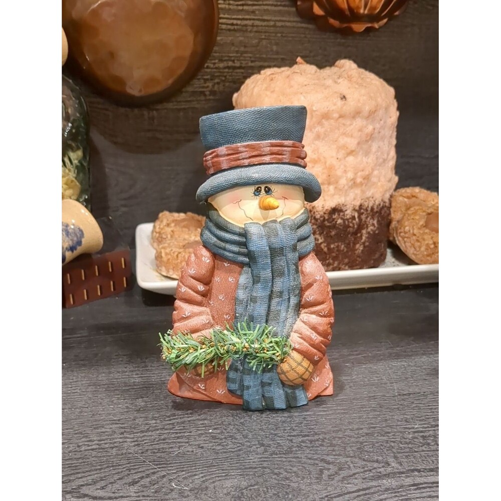 Crazy Mountain Resin Snowman Votive Candle Holder 2001 Holiday Folk Art